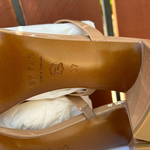 BY FAR Tanya Patent Leather Nude Mule Heel NIB - Picture 9 of 15